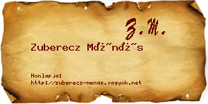 Zuberecz Ménás névjegykártya